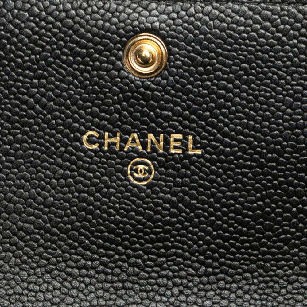 CHANEL Authentic Black Caviar Leather Logo Wallet - Picture 6 of 9